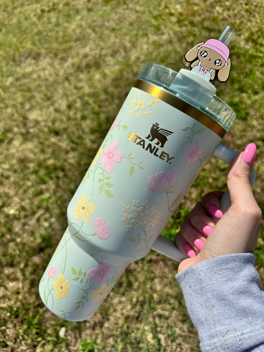 Bunny Overalls Straw Buddy