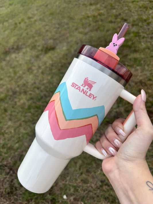 Pink Bunny Peep Straw Buddy