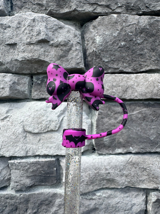 Purple Halloween 3D Bow - Straw Topper 10MM