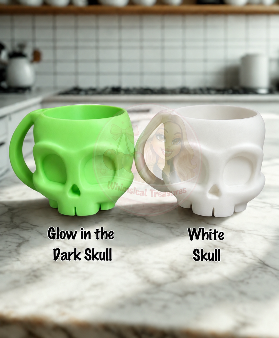 Halloween Ice Cream Pint Holder | 3D Printed Skull Ice Cream Tub Holder with Spoon Slot | Spooky Movie Night Gift