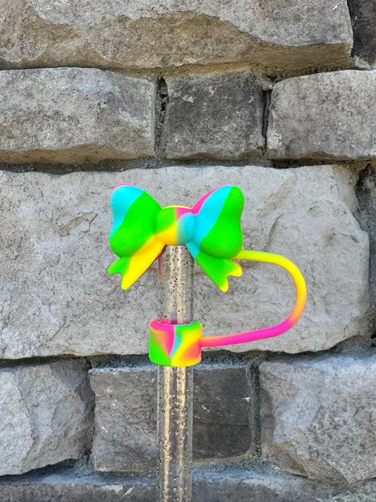Neon Ti-Dye 3D Bow - Straw Topper 10MM