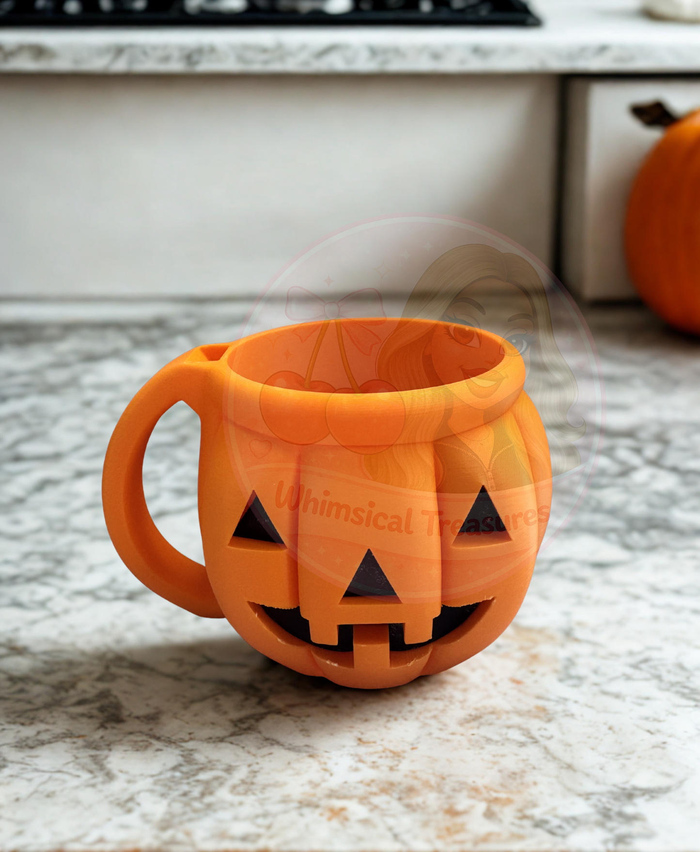Halloween Ice Cream Pint Holder | 3D Printed Jack O’ Lantern Ice Cream Tub Holder with Spoon Slot | Spooky Movie Night Gift