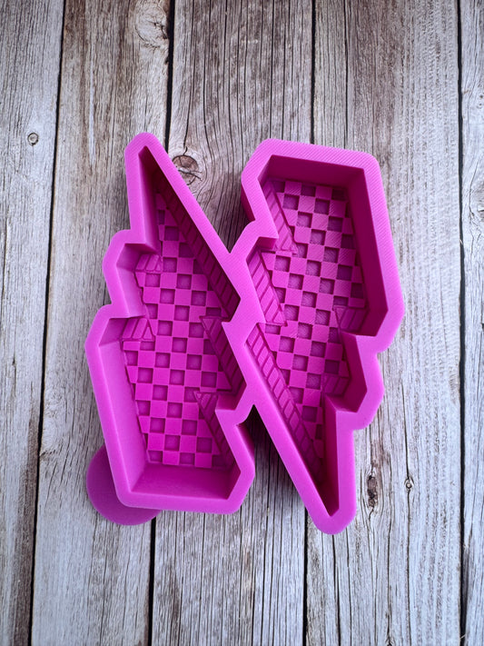 Checkered Lightning Bolt Vent Silicone Freshie Mold
