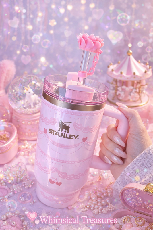 Blush Peony Bloom Stanley Straw Topper - 3D Printed