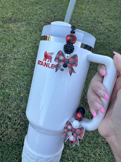 Buffalo Plaid Bow Cup Set