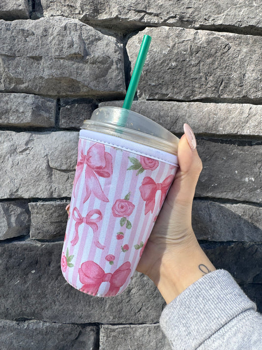Pink Bow & Rose Coffee Sleeve