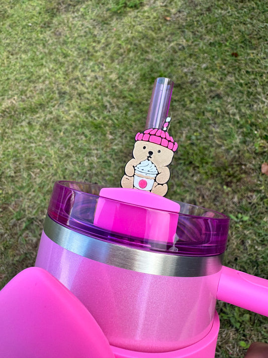 Pink Bearista Straw Buddy