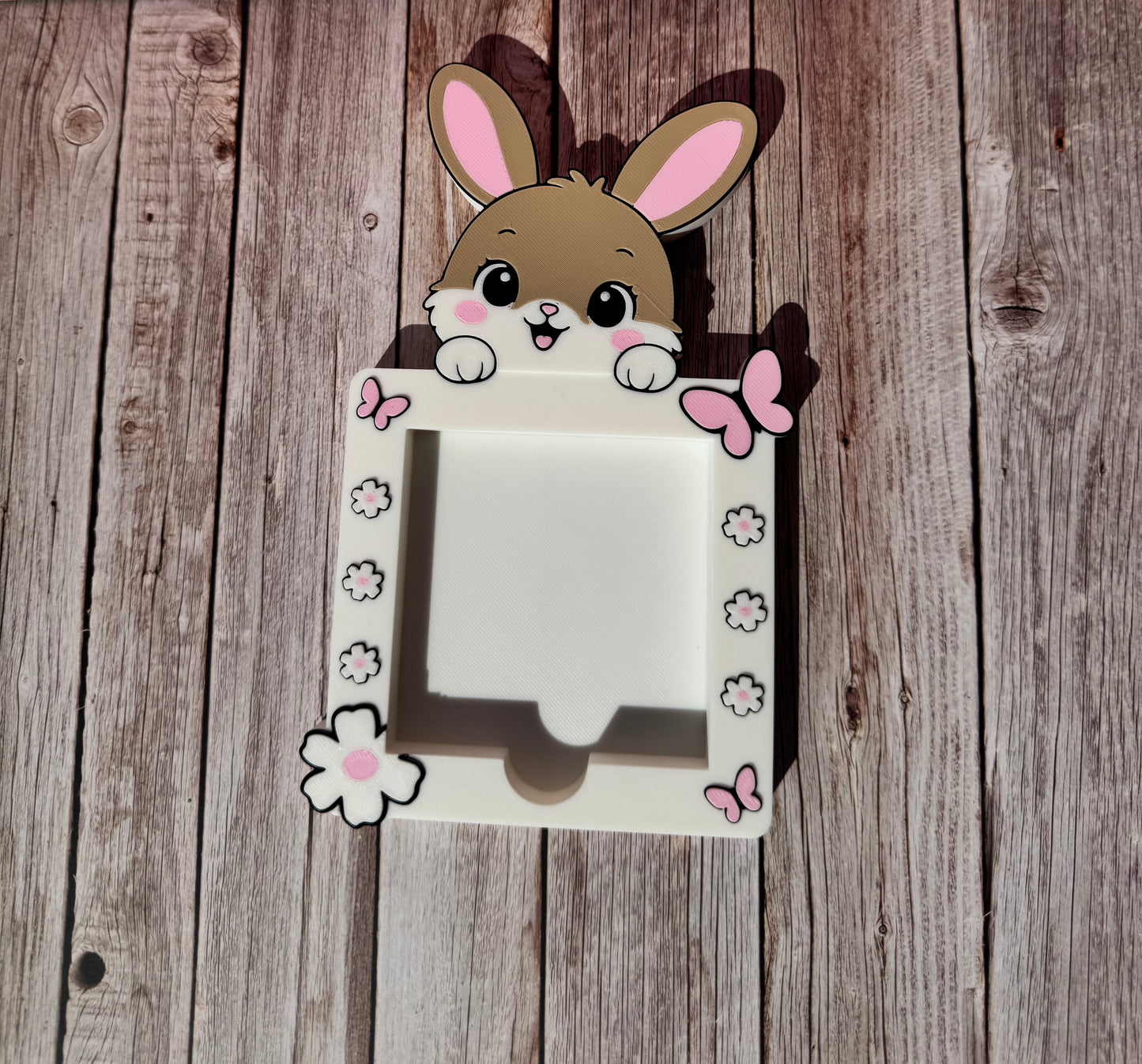 Bunny Blossom Sticky Note Holder | 3D Printed Desk Organizer | Cute Bunny Post-it Holder | Spring Desk Decor