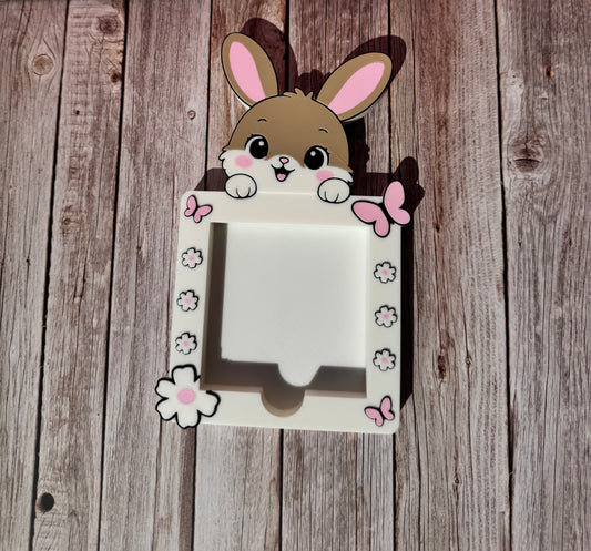 Bunny Blossom Sticky Note Holder | 3D Printed Desk Organizer | Cute Bunny Post-it Holder | Spring Desk Decor