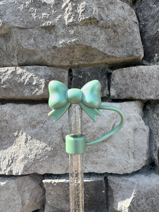 Opal Green 3D Bow - Straw Topper 10MM