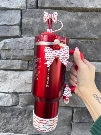 Jumbo Christmas Cake Bow - Straw Charm