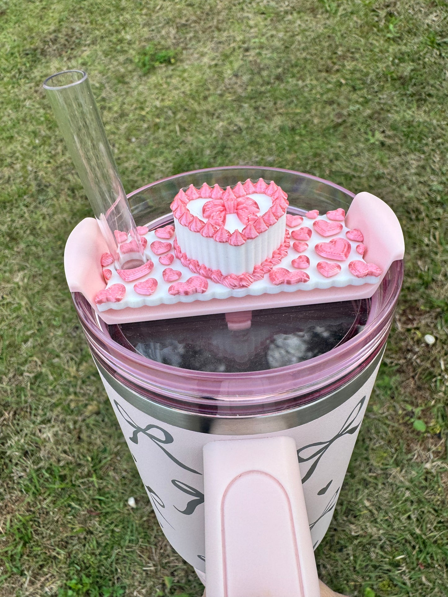 3D Printed Pink Velvet Stanley Lid Topper - 40oz