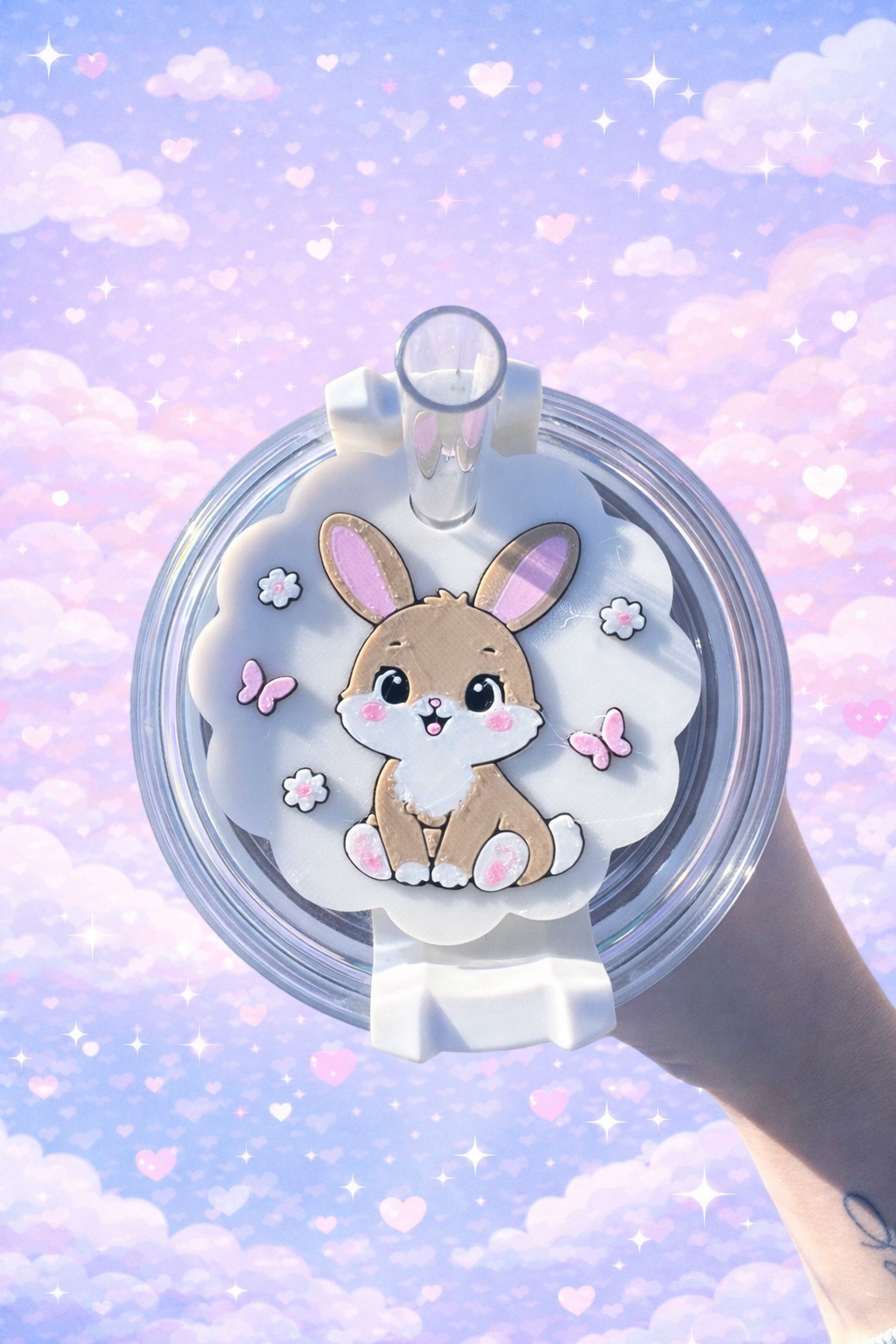 3D Printed Bunny Blossom Stanley Lid Topper - 30oz
