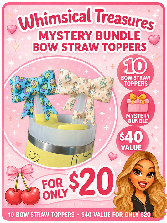 Mystery Bow Straw Topper Bundle | 10 Random Bow Straw Toppers | Reusable Straw Accessories | Stanley Straw Charm | Cup Accessory Gift | Mystery Pack