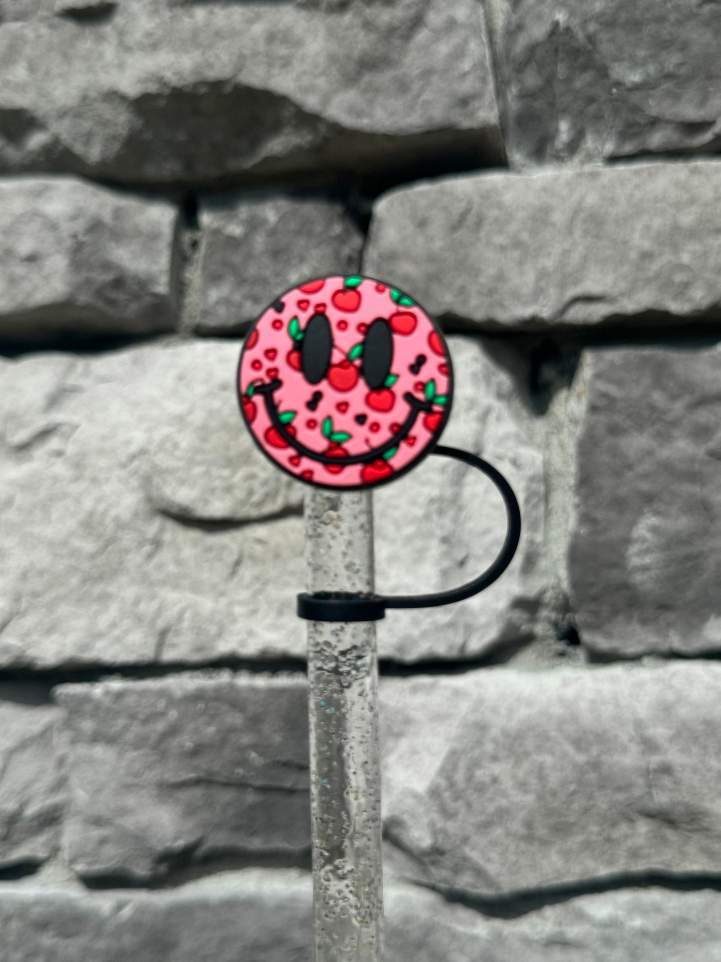 Cherry Smiley Face - Straw Topper