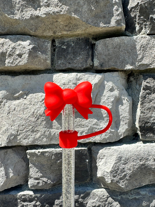 Red 3D Bow - Straw Topper 10MM