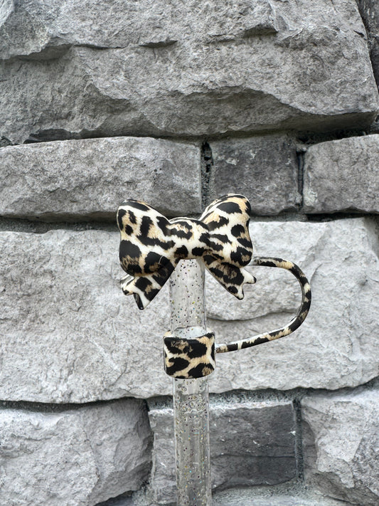 Leopard 3D Bow - Straw Topper 10MM