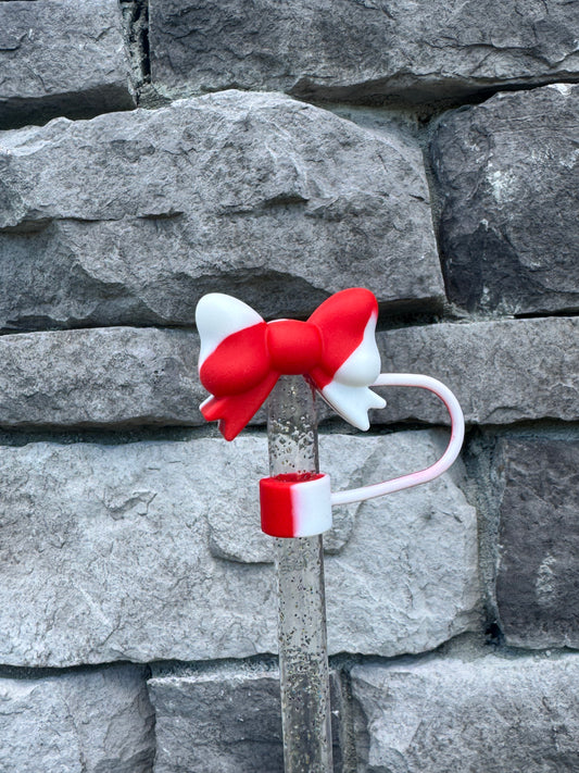 Peppermint Twist 3D Bow - Straw Topper 10MM