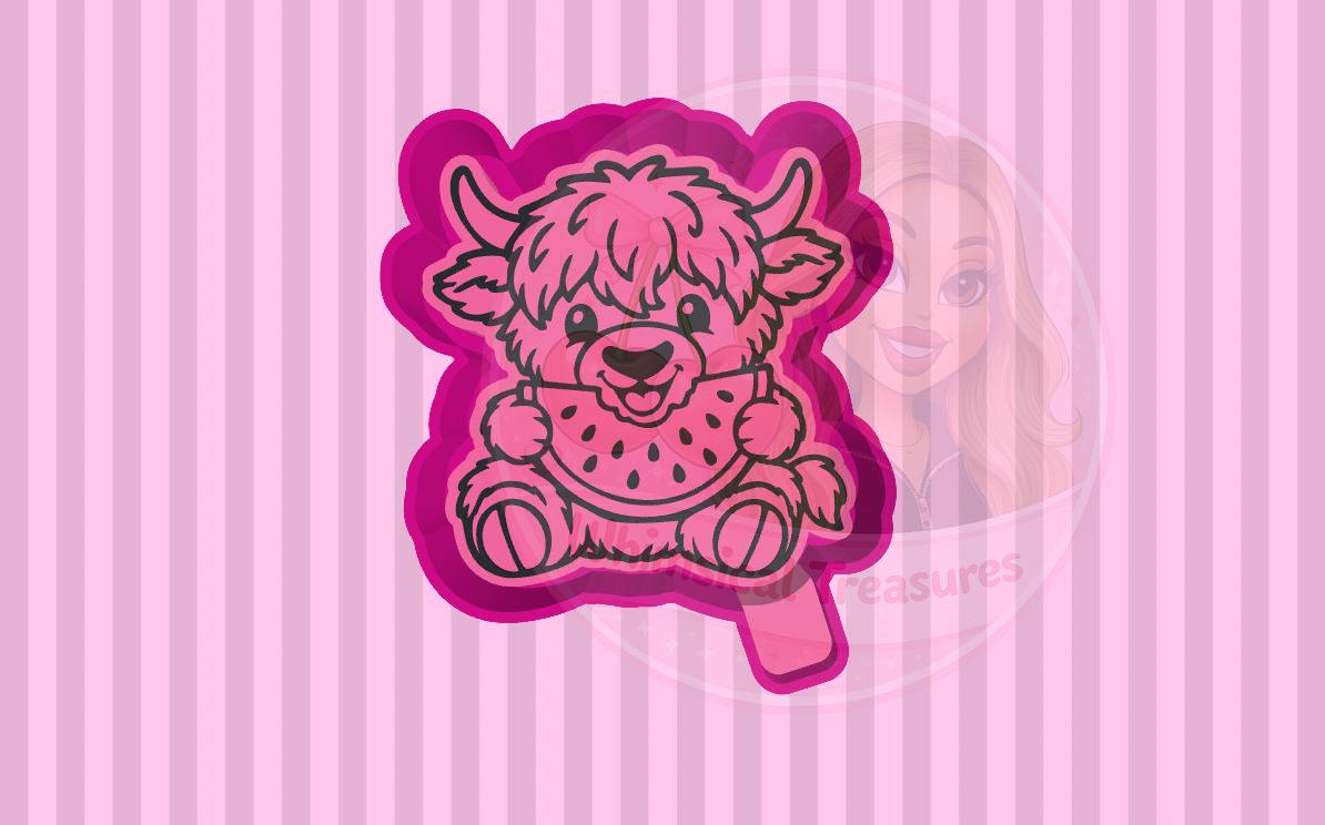 Watermelon Highland Cow Freshie Mold STL File | 3D Print Design (Digital Download)