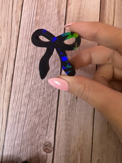 3D Printed Black Iridescent Bow - Straw Buddy